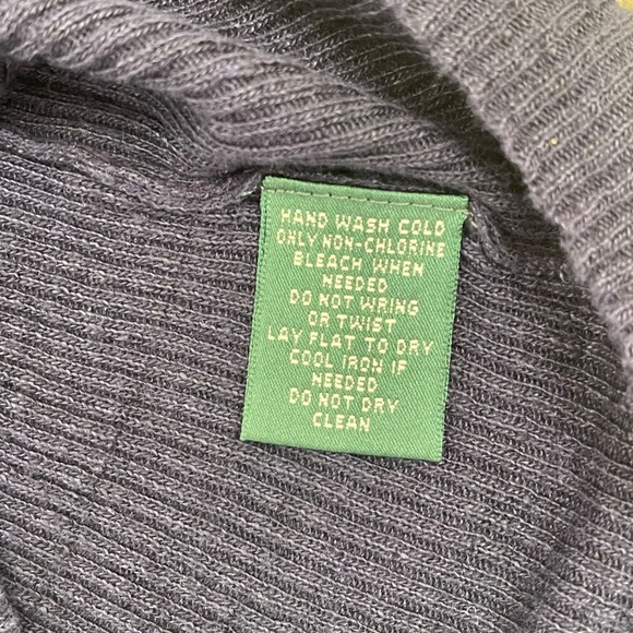 Navy Blue Knit Top with Pointelle Ruffles - Picture 6 of 9